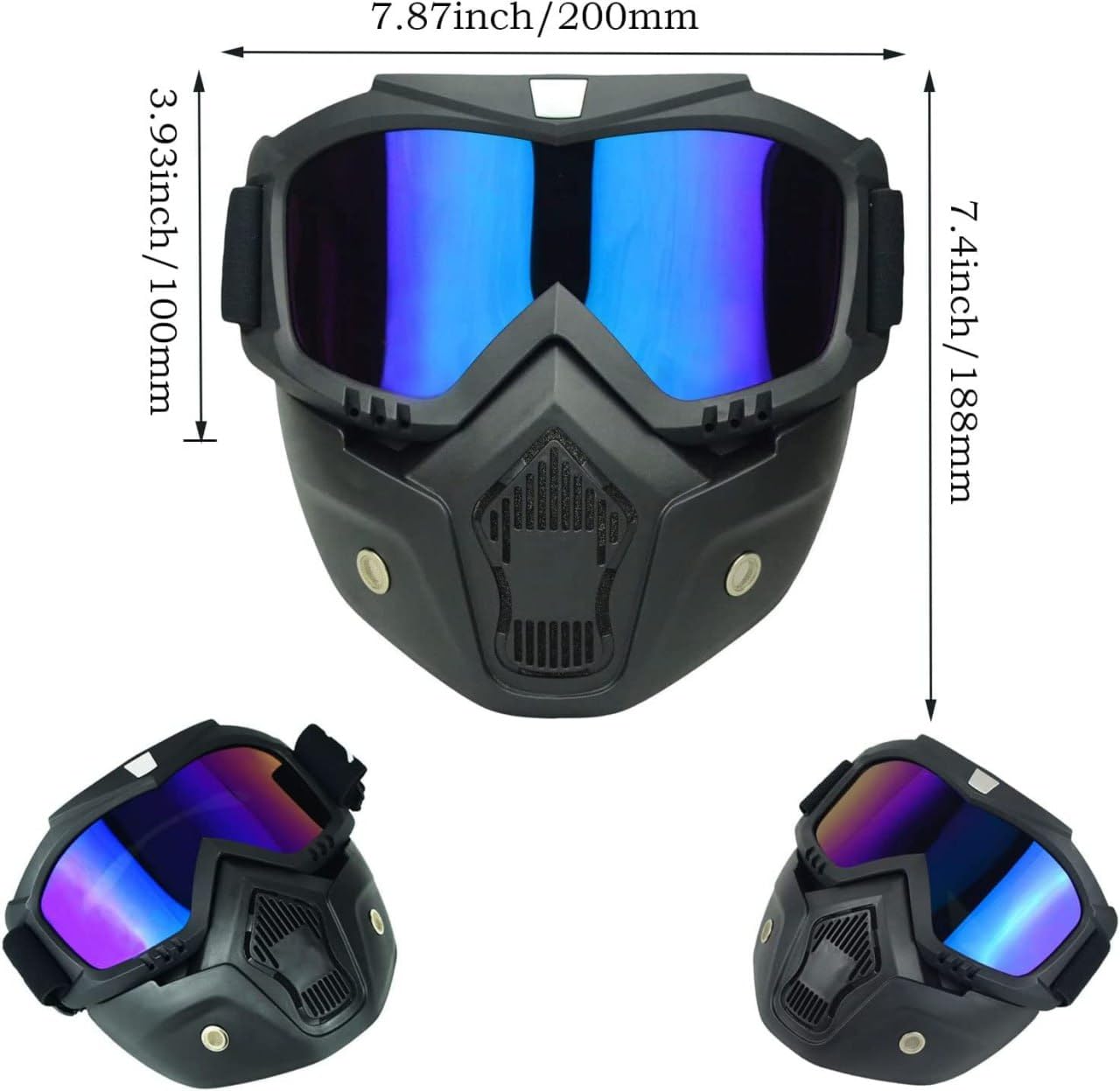 Motorcycle Goggle Mask With UV Protection And Detachable Shield