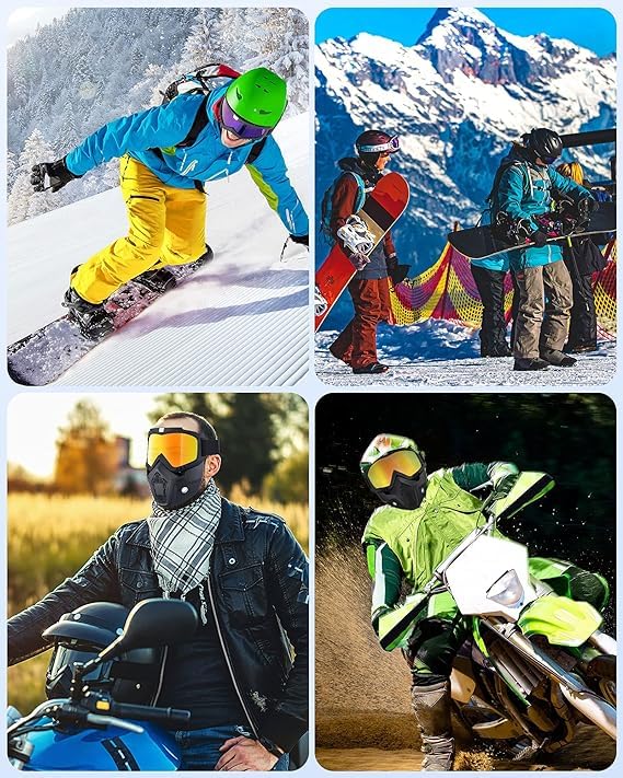 Motorcycle Goggle Mask With UV Protection And Detachable Shield